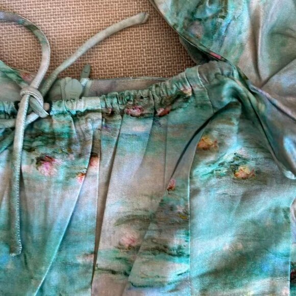 BEST Selkie The Water Lilies Day Midi Dress XSmall Green Cotton Party Cocktail - Picture 7 of 14